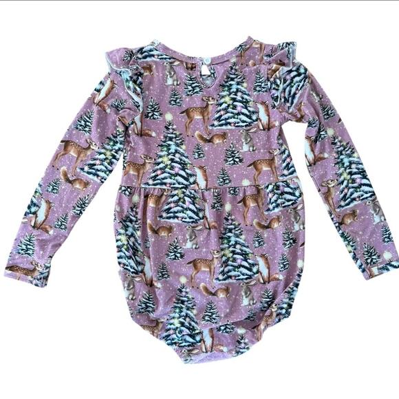 Pipsqueaks Girls’ Snowflake Kisses Bubble Romper Bamboo Christmas Size 2T - Picture 6 of 9